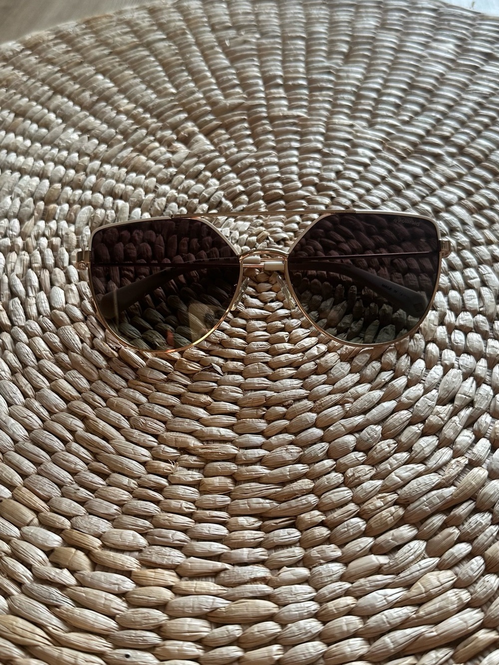 Polaroid Gold Frame Brown Lens Women's Sunglasses